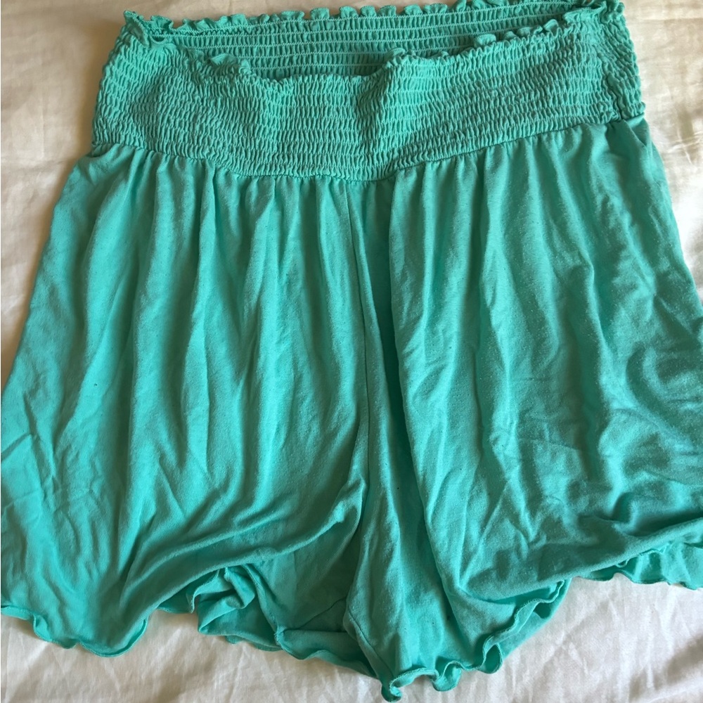 Zenana Outfitters Teal Smocked-Waist Flow Shorts